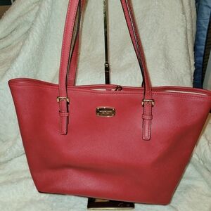 Red Leather Tote Bag
